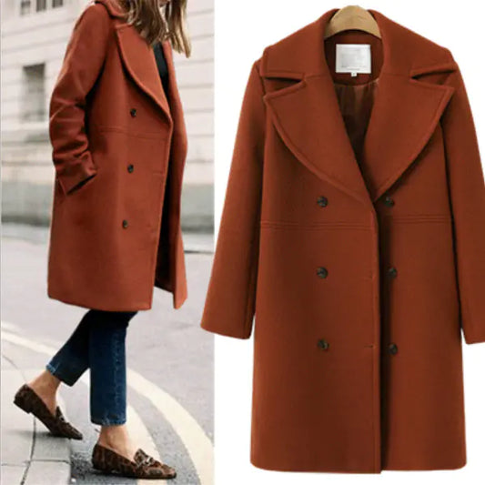Plus-Size Woolen Overcoats for Women