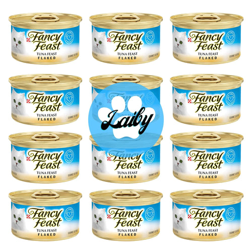 LAIBY Fancy Feast Wet Cat Food | Tuna Fish Food Flakes | Fancy Feast Canned Cat Food Wet Stickers (3 Oz Can Pack of 12)