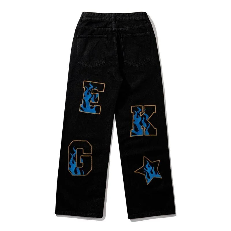 Retro American Hip-Hop Wide Leg Jeans for Men