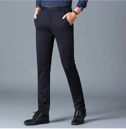 Suit Pants for Men Fashion Elegant Male Dress Pants Solid Color Straight Long Trousers Man Slim Fit Formal Trousers Black