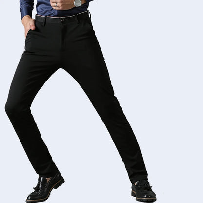 Suit Pants for Men Fashion Elegant Male Dress Pants Solid Color Straight Long Trousers Man Slim Fit Formal Trousers Black