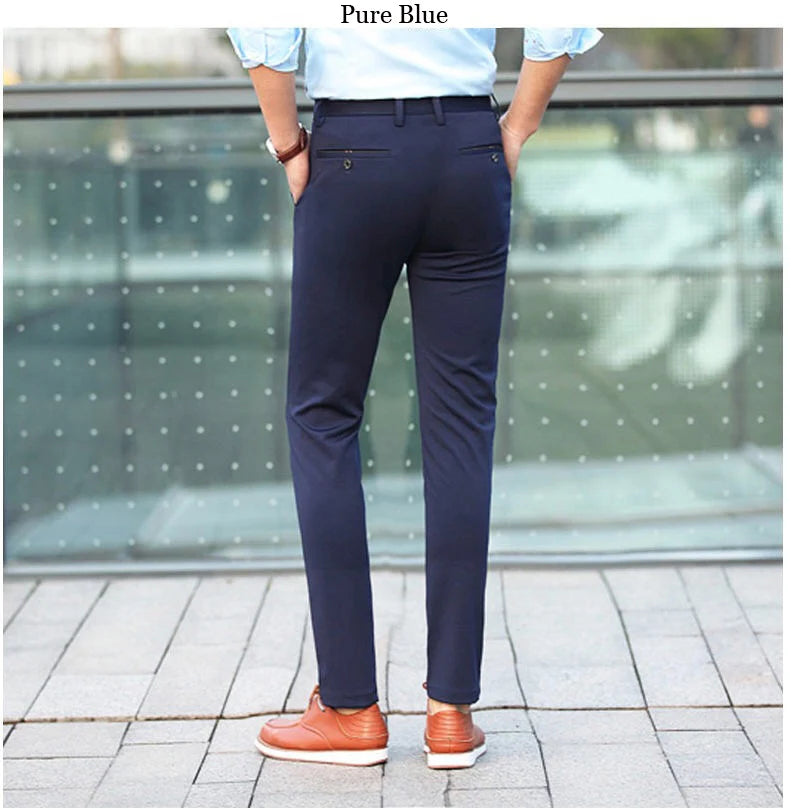 Suit Pants for Men Fashion Elegant Male Dress Pants Solid Color Straight Long Trousers Man Slim Fit Formal Trousers Black