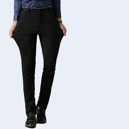 Suit Pants for Men Fashion Elegant Male Dress Pants Solid Color Straight Long Trousers Man Slim Fit Formal Trousers Black