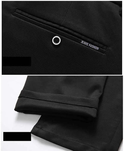 Suit Pants for Men Fashion Elegant Male Dress Pants Solid Color Straight Long Trousers Man Slim Fit Formal Trousers Black