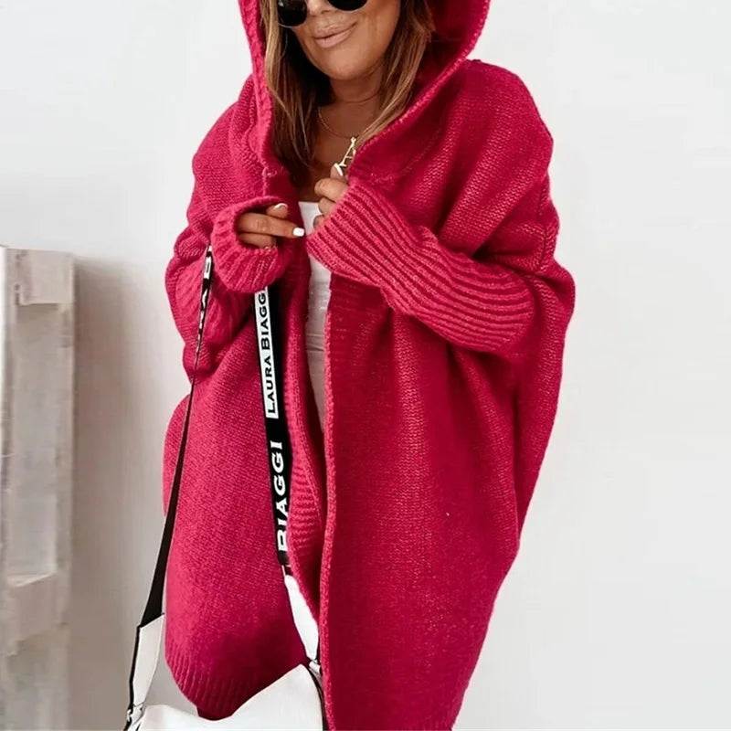 Women's Sweaters Winter Casual Loose Knitted Sweater Female Autumn Cardigans Women Hooded Coat Jacket 2021