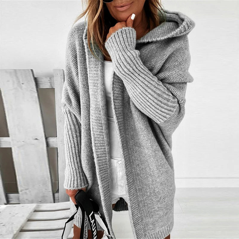 Women's Sweaters Winter Casual Loose Knitted Sweater Female Autumn Cardigans Women Hooded Coat Jacket 2021