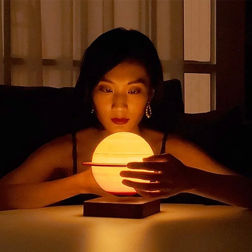 Hot Sale 3D Printed Bedroom Decoration Customizable Modern Warm Night Light Magnetic Levitation Floating Saturn Table Lamp