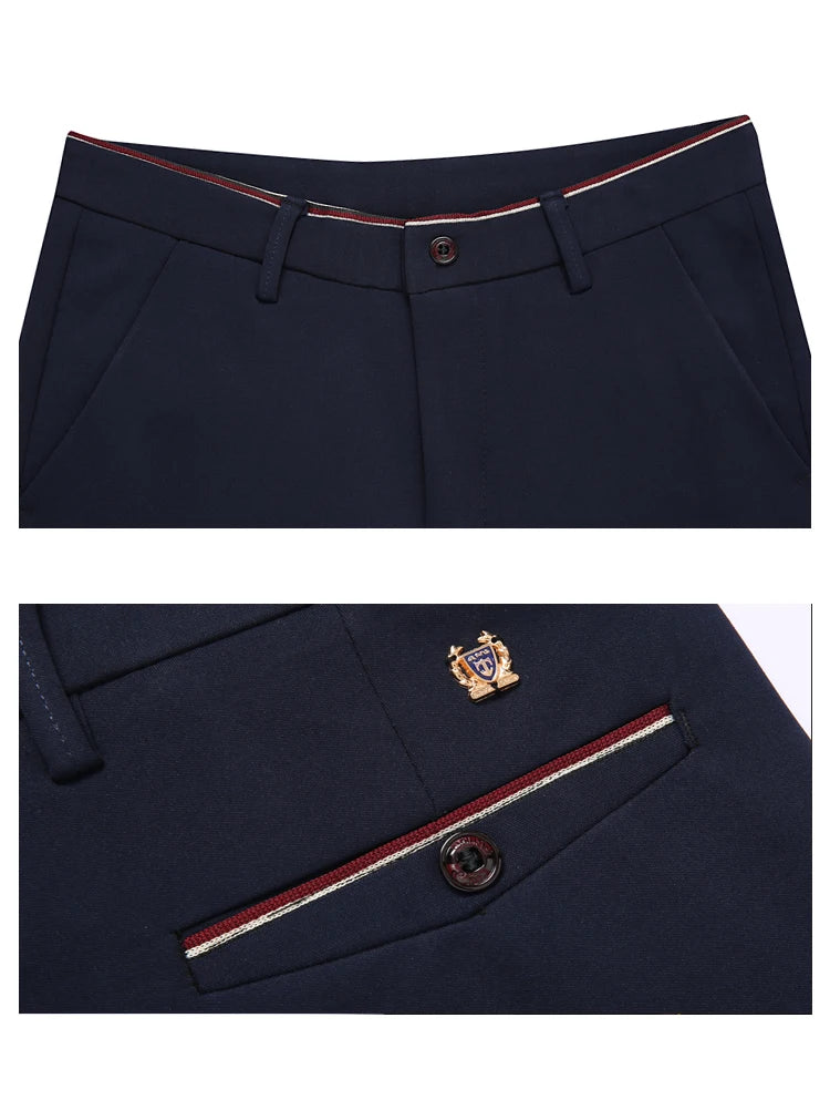 Suit Pants for Men Fashion Elegant Male Dress Pants Solid Color Straight Long Trousers Man Slim Fit Formal Trousers Black