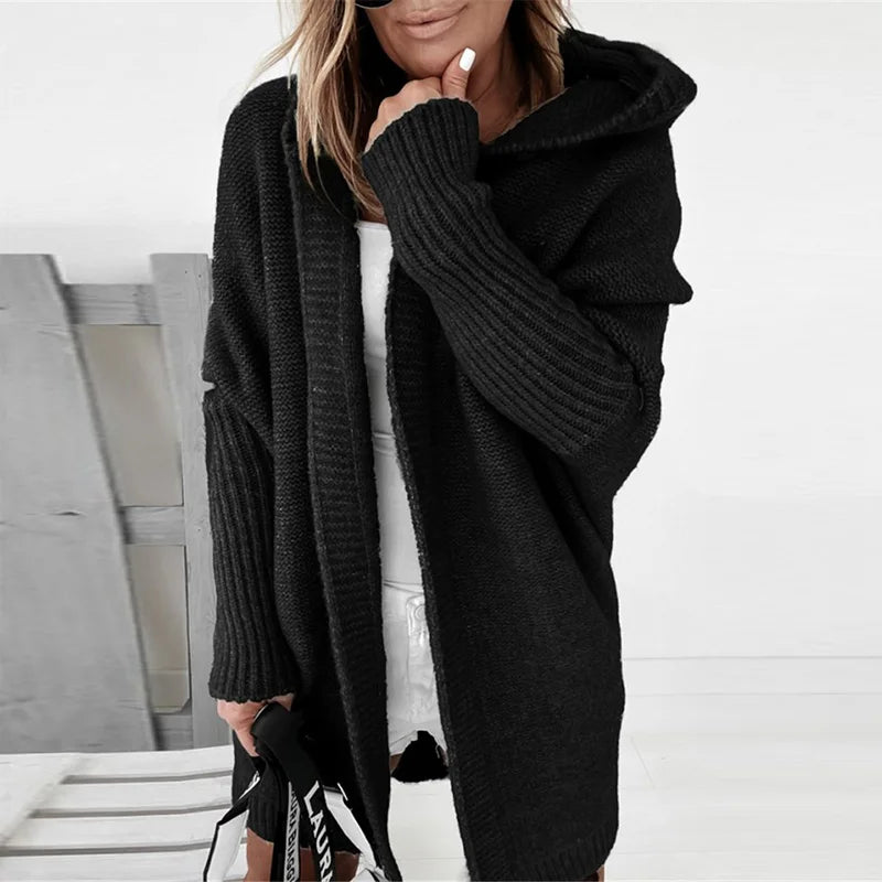 Women's Sweaters Winter Casual Loose Knitted Sweater Female Autumn Cardigans Women Hooded Coat Jacket 2021