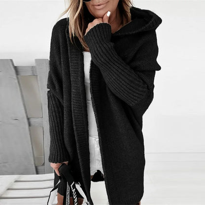 Women's Sweaters Winter Casual Loose Knitted Sweater Female Autumn Cardigans Women Hooded Coat Jacket 2021