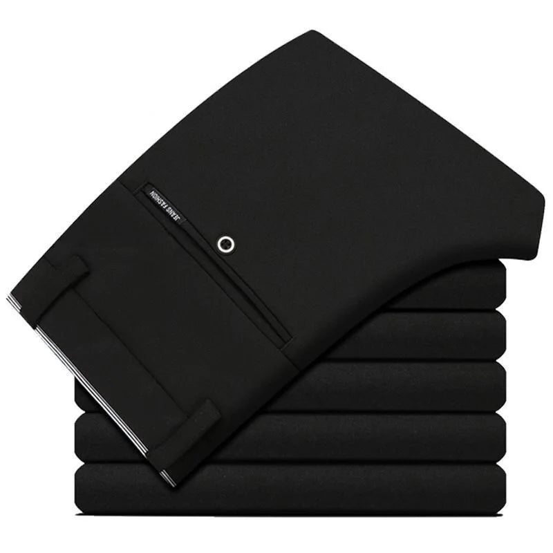 Suit Pants for Men Fashion Elegant Male Dress Pants Solid Color Straight Long Trousers Man Slim Fit Formal Trousers Black