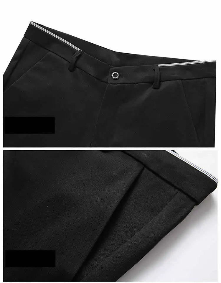 Suit Pants for Men Fashion Elegant Male Dress Pants Solid Color Straight Long Trousers Man Slim Fit Formal Trousers Black