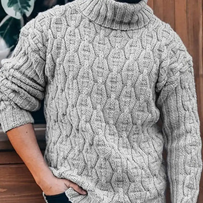 2021 Winter Warm Thick Woolen Sweaters Men Casual Knitted Turtleneck Jumper Tops Men's Fashion Solid Long Sleeve Ribbed Sweater