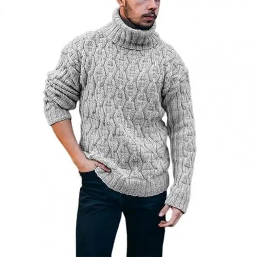 2021 Winter Warm Thick Woolen Sweaters Men Casual Knitted Turtleneck Jumper Tops Men's Fashion Solid Long Sleeve Ribbed Sweater