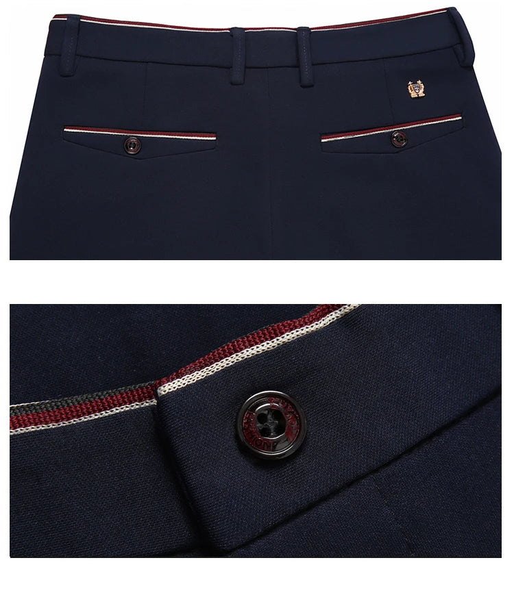 Suit Pants for Men Fashion Elegant Male Dress Pants Solid Color Straight Long Trousers Man Slim Fit Formal Trousers Black