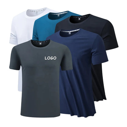 Custom Logo Fitness Nylon Spandex Men's Breathable Quick Dry Sport Short Sleeve Workout Gym Wear Blank Athletic T Shirt