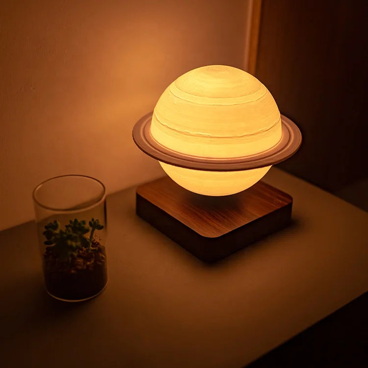 Hot Sale 3D Printed Bedroom Decoration Customizable Modern Warm Night Light Magnetic Levitation Floating Saturn Table Lamp