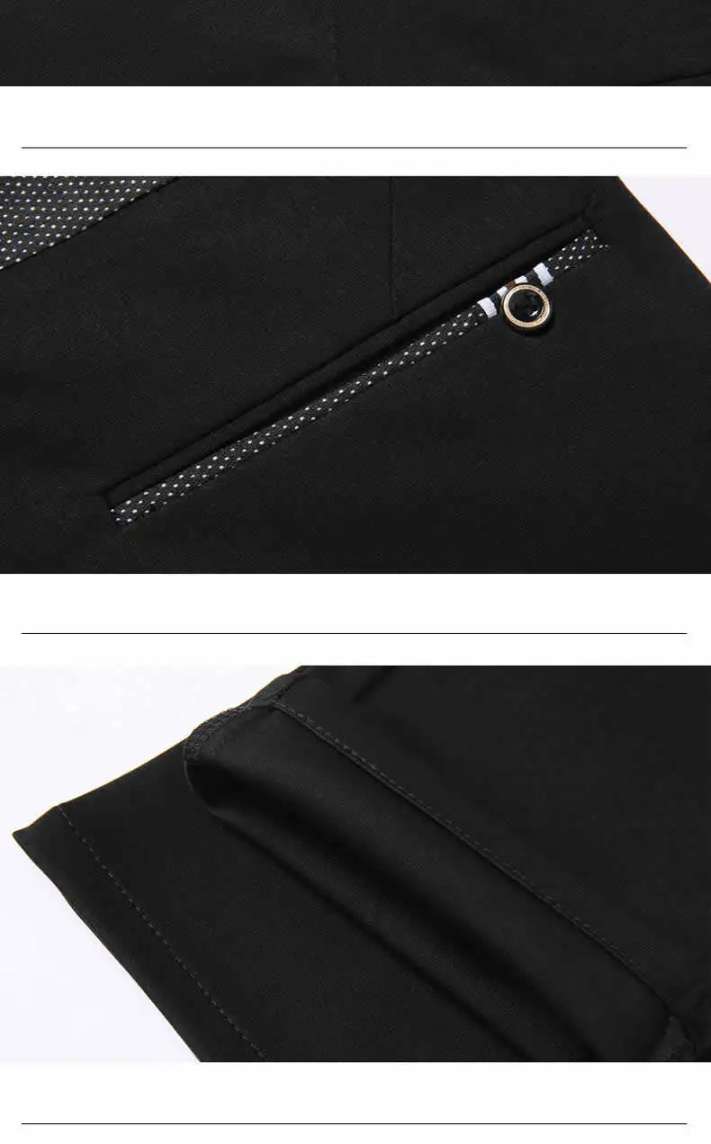 Suit Pants for Men Fashion Elegant Male Dress Pants Solid Color Straight Long Trousers Man Slim Fit Formal Trousers Black