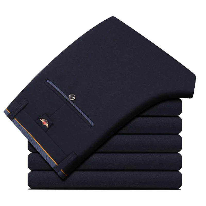 Suit Pants for Men Fashion Elegant Male Dress Pants Solid Color Straight Long Trousers Man Slim Fit Formal Trousers Black