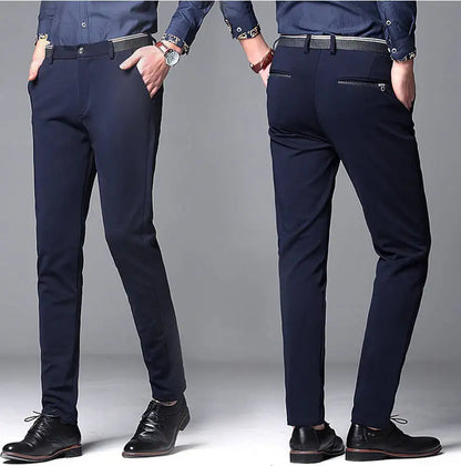 Suit Pants for Men Fashion Elegant Male Dress Pants Solid Color Straight Long Trousers Man Slim Fit Formal Trousers Black