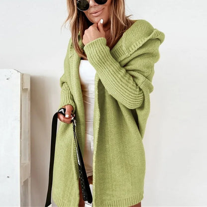 Women's Sweaters Winter Casual Loose Knitted Sweater Female Autumn Cardigans Women Hooded Coat Jacket 2021