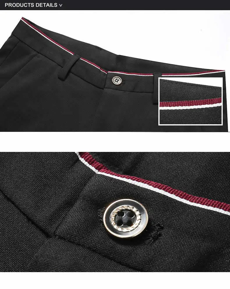 Suit Pants for Men Fashion Elegant Male Dress Pants Solid Color Straight Long Trousers Man Slim Fit Formal Trousers Black