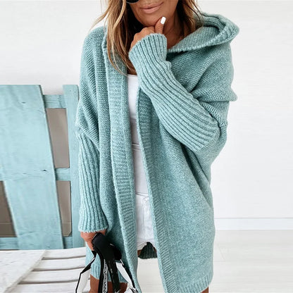 Women's Sweaters Winter Casual Loose Knitted Sweater Female Autumn Cardigans Women Hooded Coat Jacket 2021