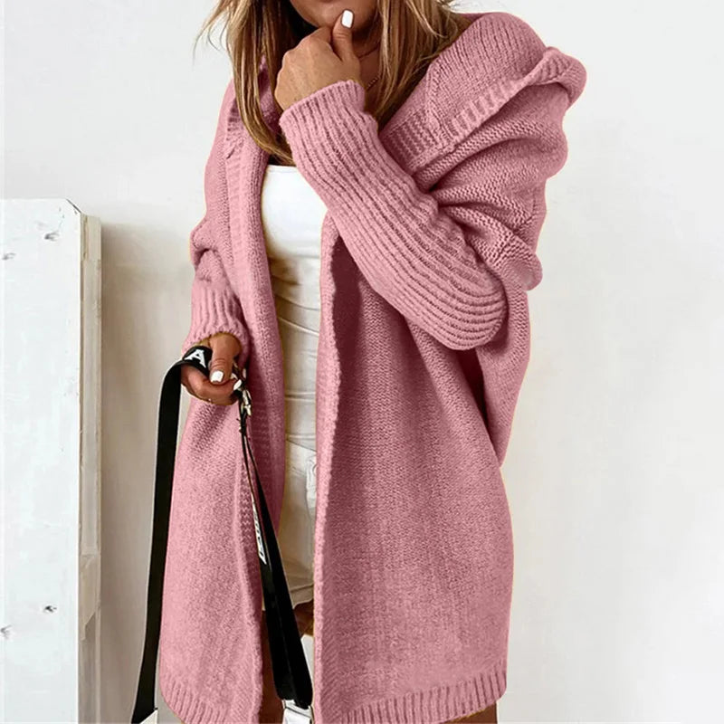 Women's Sweaters Winter Casual Loose Knitted Sweater Female Autumn Cardigans Women Hooded Coat Jacket 2021
