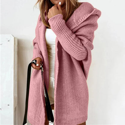 Women's Sweaters Winter Casual Loose Knitted Sweater Female Autumn Cardigans Women Hooded Coat Jacket 2021