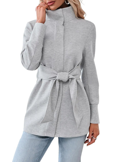 Ladiyo Womens Casual Jacket Belted Fashion Trench Coat Button Soft Dressy Outerwear Cute Warm Overcoats Tops