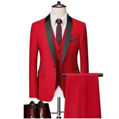 New Men's 2/3 Pieces Suit Formal Business Notch Lapel Slim Fit Tuxedos Best Man Blazer For Wedding Dress