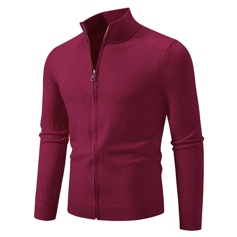 Animal Game Men's Zipper Cardigan Casual Sweater Woolen Sweaters Stand Knitwear Jumper Warm Cold Blouse Zipper Long Sweatcoats
