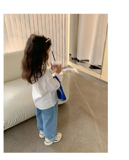 Spring Girl Top And Bottom Clothes Set Korean Fashion Simplicity Suit For Girls Rainbow Printed Long Sleeves+Pants Two Piece Set