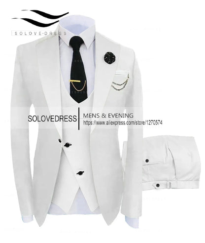 ( Jacket + Vest + Pants )Suits for Mens 2024 Casual Business Suit High-end Social Formal Suit 3 Pcs Set Groom Wedding Men