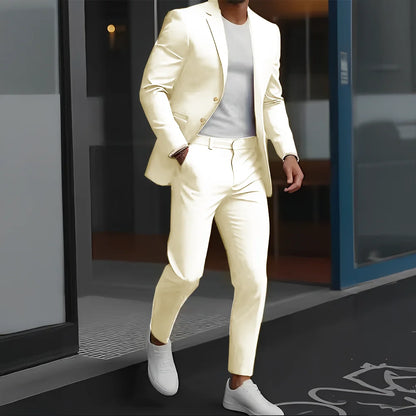 Formal Suit for Mens Business Work Clothes Office Jacket Pants 2-Piece Suit Wedding Groom Tuxedo 2-Button Blazer