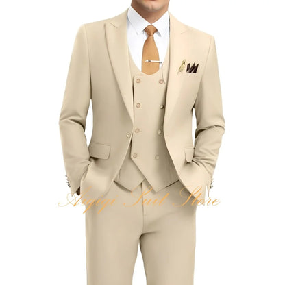 Formal Men's Suits 3 Piece Slim Fit Blazer Vest Pants Groom Tuxedo Suit Wedding Prom Homecoming Men Suits