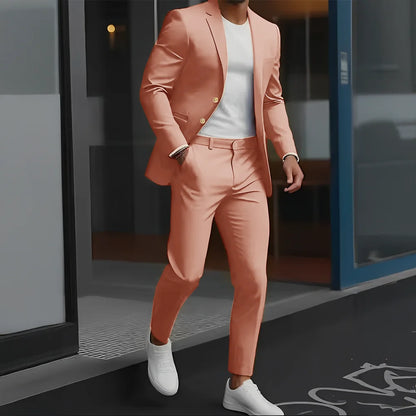 Formal Suit for Mens Business Work Clothes Office Jacket Pants 2-Piece Suit Wedding Groom Tuxedo 2-Button Blazer