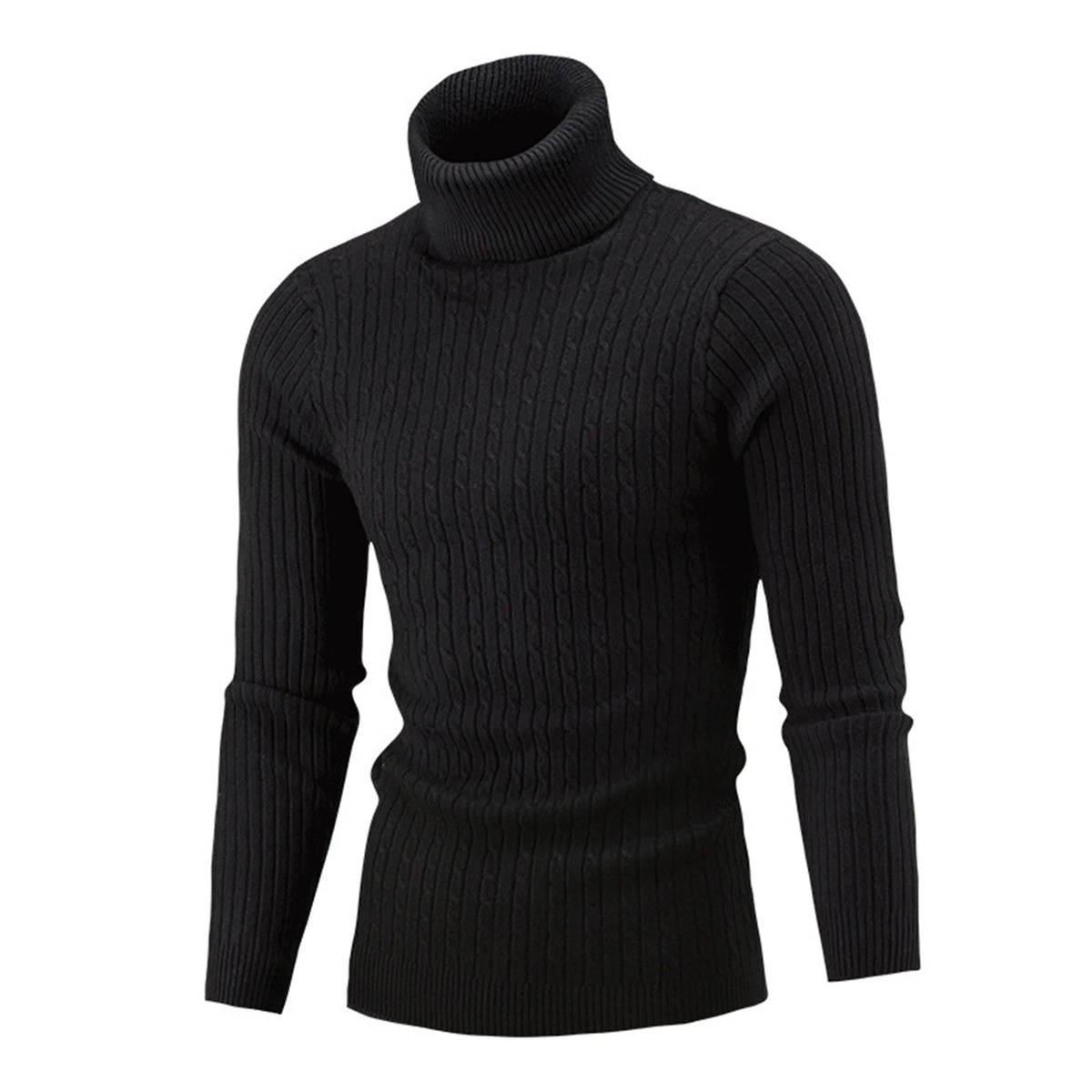 2021 Winter Warm Thick Woolen Sweaters Men Casual Knitted Turtleneck Jumper Tops Men's Fashion Solid Long Sleeve Ribbed Sweater