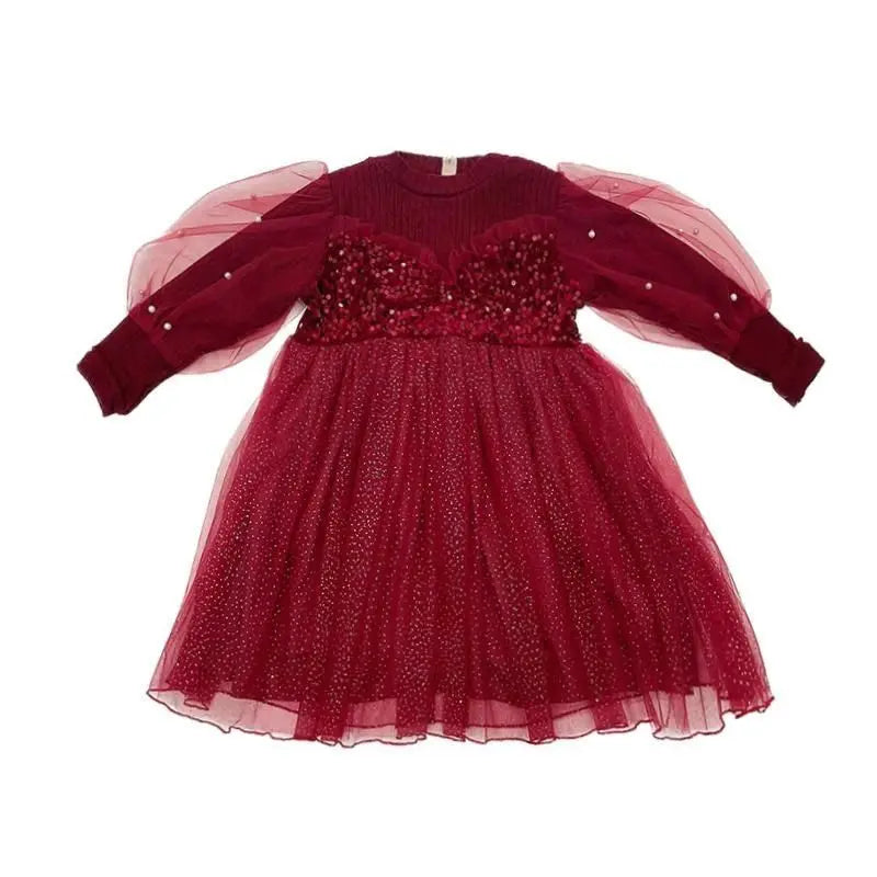 Spring Autumn Clothes for Kids Clothes Girls Solid Color Long Sleeve Fake Two Pieces Round Neck Patchwork Lace Princess Dresses