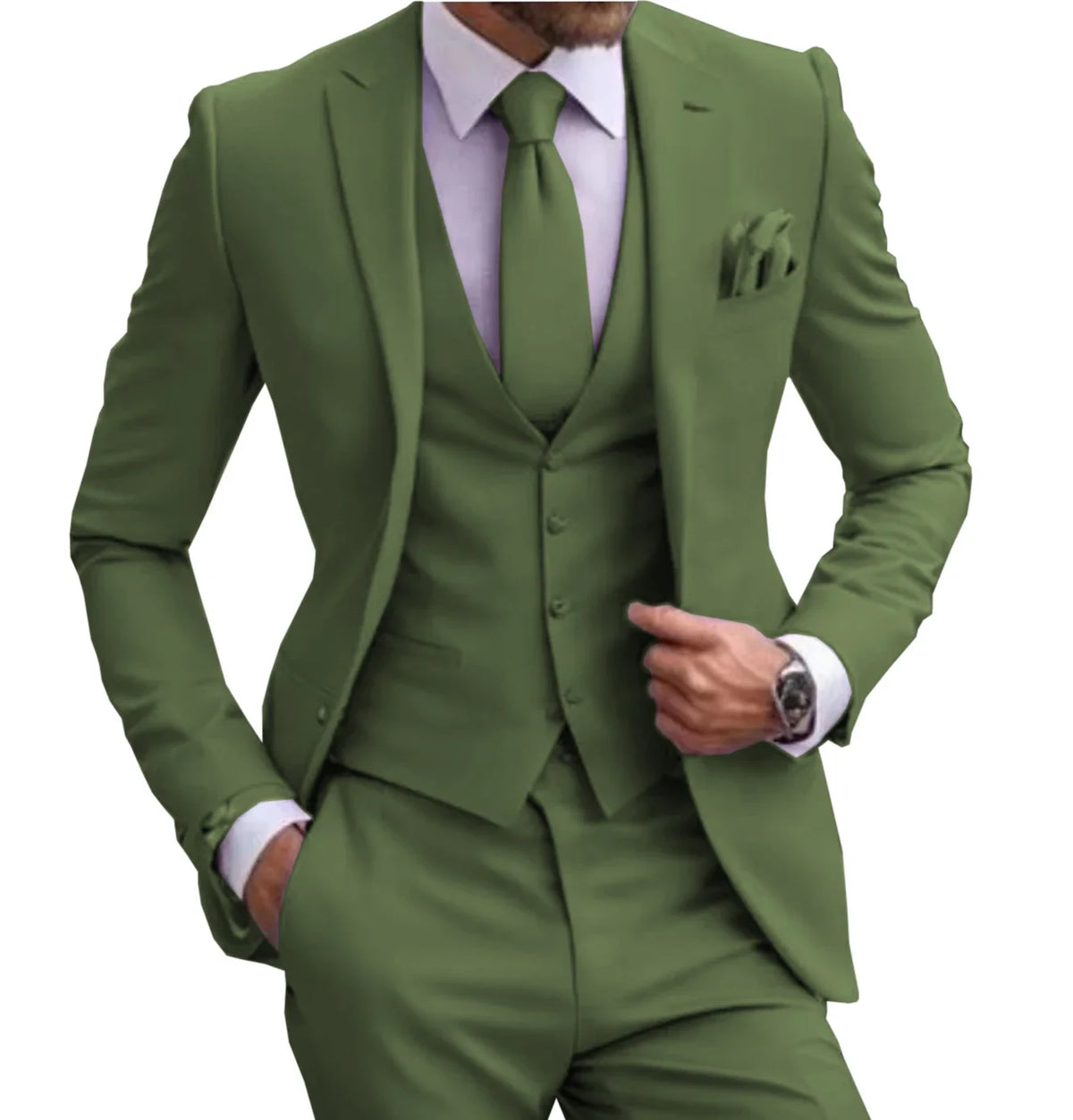 Suits for Men Lilac Stylish 3 Piece Classic Tuxedos Blazer Vest Pants Formal Elegant Male Wedding Groomsman Bespoke