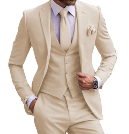 Suits for Men Lilac Stylish 3 Piece Classic Tuxedos Blazer Vest Pants Formal Elegant Male Wedding Groomsman Bespoke
