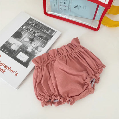 Baby Girls Bloomer Toddler Cotton Linen Shorts Frill Diaper Cover 0-2 Years