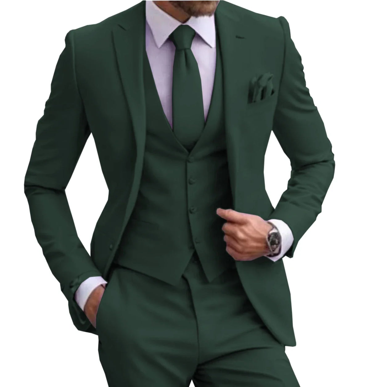 Suits for Men Lilac Stylish 3 Piece Classic Tuxedos Blazer Vest Pants Formal Elegant Male Wedding Groomsman Bespoke
