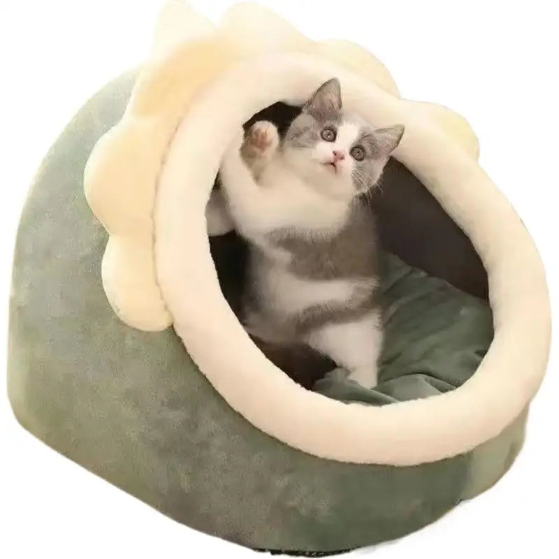Pet Tent Cave Bed for Cats Small Dogs Self-Warming Cat Tent Bed Cat Hut Comfortable Pet Sleeping Bed Foldable Removable Washable