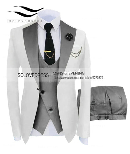 ( Jacket + Vest + Pants )Suits for Mens 2024 Casual Business Suit High-end Social Formal Suit 3 Pcs Set Groom Wedding Men