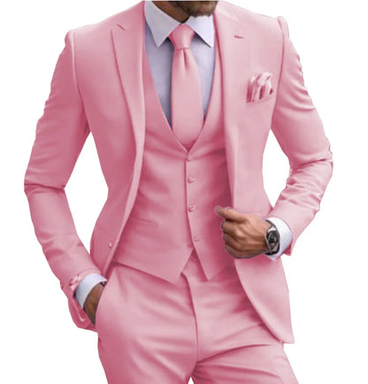 Suits for Men Lilac Stylish 3 Piece Classic Tuxedos Blazer Vest Pants Formal Elegant Male Wedding Groomsman Bespoke