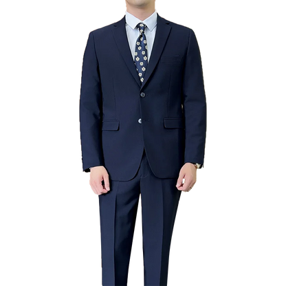 Suit (Blazer+ Pants) Fashion Men Solid color Business Wedding Work Casual Slim Professional Dress Groom Best Man Gentleman Suit