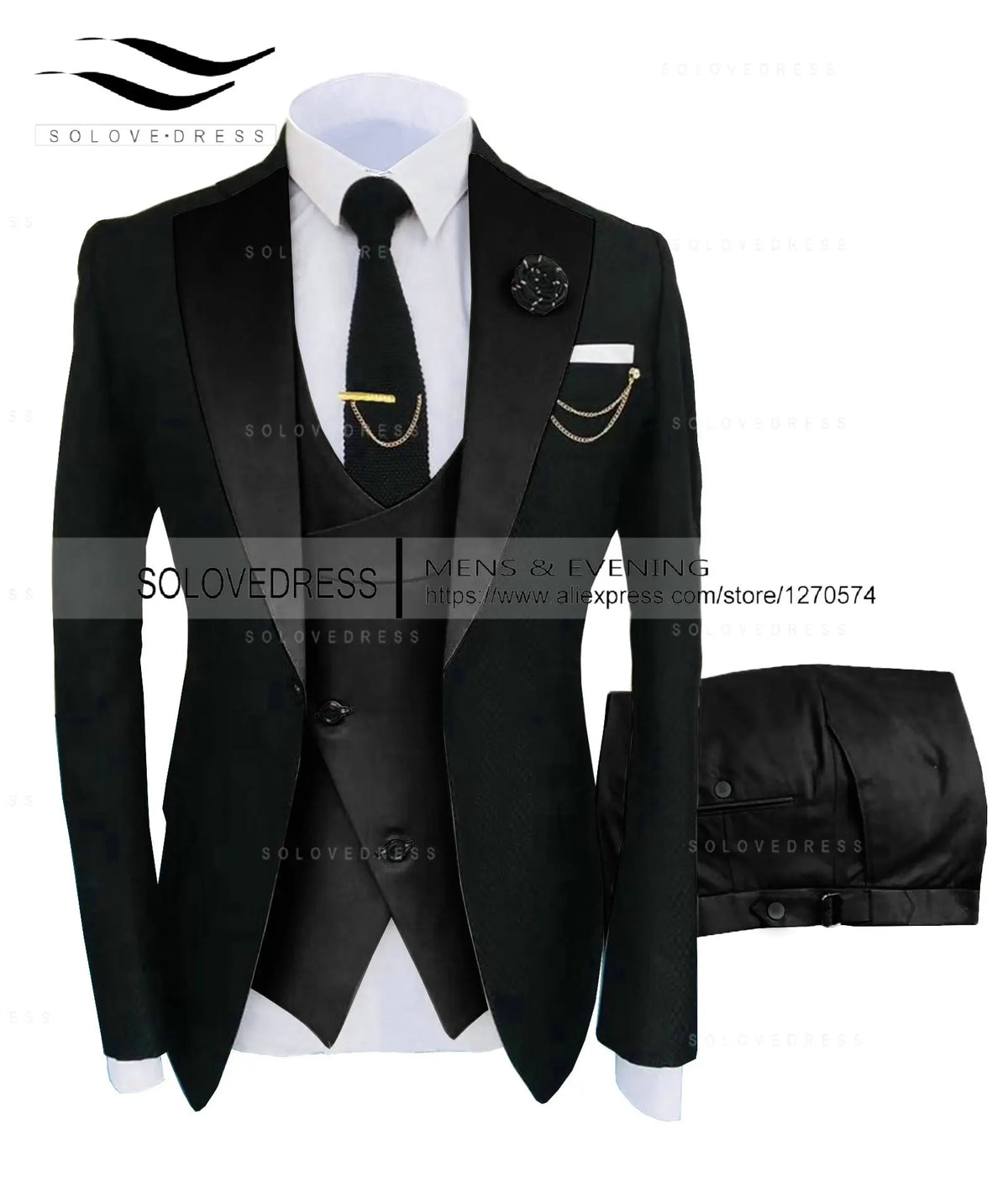 ( Jacket + Vest + Pants )Suits for Mens 2024 Casual Business Suit High-end Social Formal Suit 3 Pcs Set Groom Wedding Men