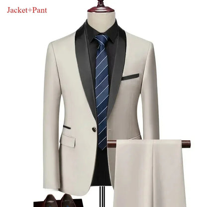 New Men's 2/3 Pieces Suit Formal Business Notch Lapel Slim Fit Tuxedos Best Man Blazer For Wedding Dress