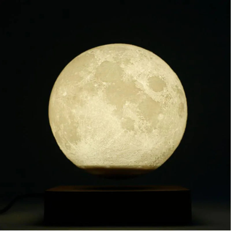 ZK30 Levitating Moon Lamp Night Light Floating 3D Printing LED Moon Lamp with Wooden Base and Magnetic with 3 Colors